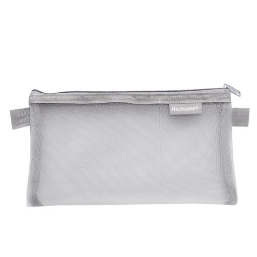 Hechooses D033 Transparent Mesh Exam Pen Bag, Square Style, Gray - 1