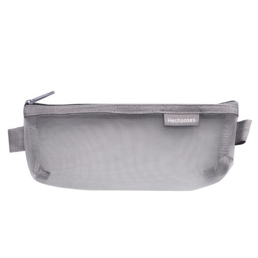 Transparent Mesh Exam Pen Bag - Triangle Style, Gray | Hechooses D033 - 1