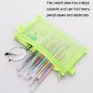 Transparent Mesh Exam Pen Bag - Triangle Style, Gray | Hechooses D033 - 6