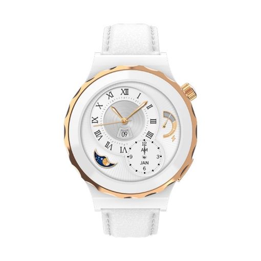 HW3 Mini Smart Watch - Heart Rate & Blood Oxygen Monitor, NFC, Gold/White - 1