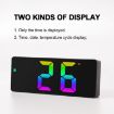 Colorful Fonts LED Alarm Clock - Large Screen, Black Shell, Mirror Surface - 4