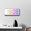 Colorful Fonts LED Alarm Clock - Large Screen, Black Shell, Mirror Surface - 6