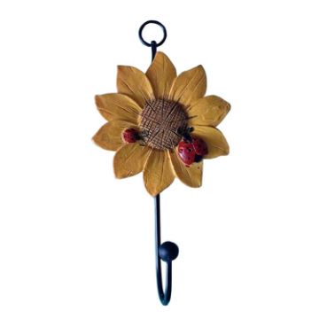 Yellow Resin Flower Wall Coat Hooks - Home Decor Hangings - 1