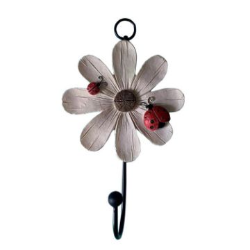 Resin Flower Wall Coat Hooks - White Home Decor Hangings - 1