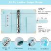 A6 Water Blue Leather Loose-leaf Budget Book Notepad Handbook - 3