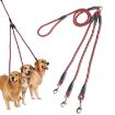 140cm 3 In 1 Multi-head Dog Leash Rope - Red - 1