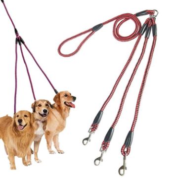 140cm 3 In 1 Multi-head Dog Leash Rope - Red - 1