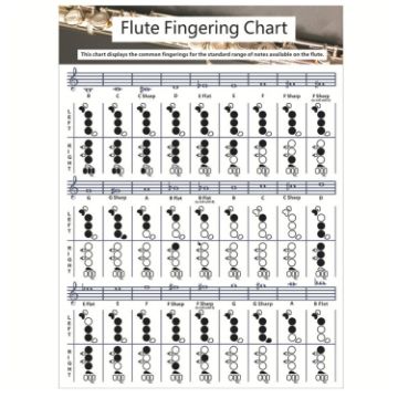 Large Coated Paper Flute Chord Fingering Practice Chart Staff - 1