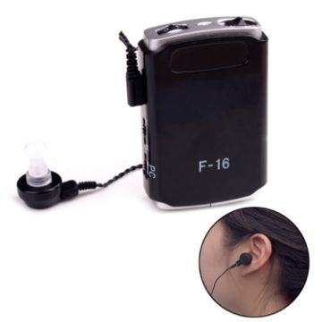 F-16 Pocket High Power Wired Mini Hearing Aid Sound Amplifier (Black) - 1