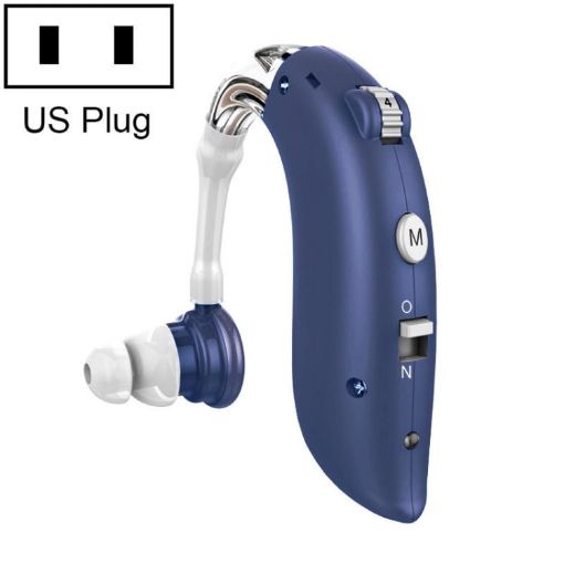 GM-105 Blue Ear-hook Rechargeable Hearing Aids, US Plug, Noise Cancelling - 1