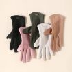 Men's Gray Touch Screen Velvet Riding Gloves - One Size, Keep Warm - 2