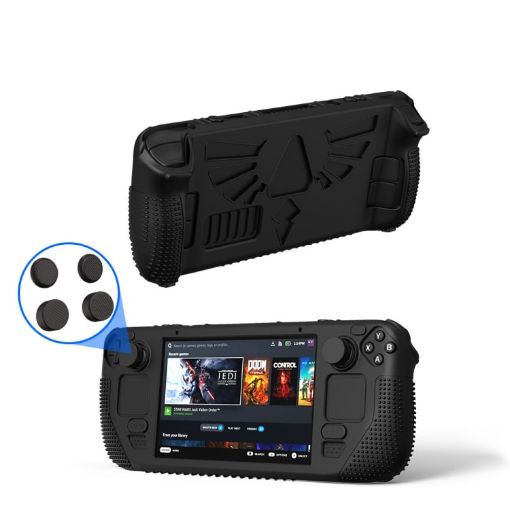 Steam Deck V V4-1 Pocket Console Black Silicone Non-slip Case with Holder - 1