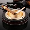 Personalized Gold HONEST Cigar Ashtray with Metal Cowhide Leather - 1