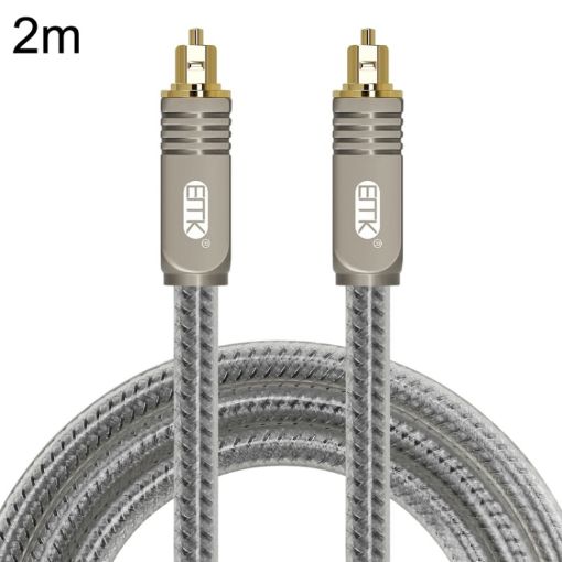 EMK YL/B 2m Transparent Gray Optical Fiber Audio Cable Square to Square - 1