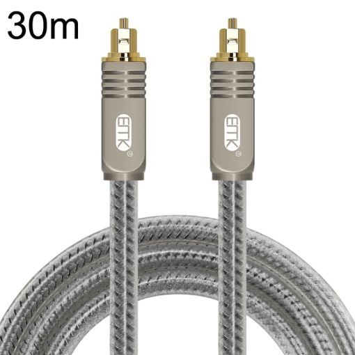 EMK YL/B 30m Transparent Gray Optical Fiber Audio Cable Square to Square - 1