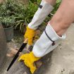 XL Leather Gardening & Welder Work Gloves, Gold White, Extended Thick - 6
