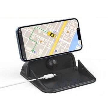 Black Silicone Vehicle Dashboard Mobile Phone Navigation Bracket - 1