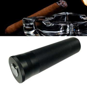 Black Metal Humidor Cigar Tube with Humidity Display Storage Bin - 1