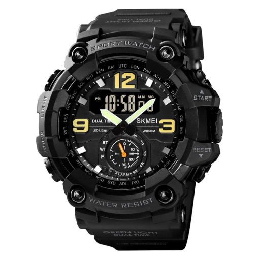SKMEI 1637 Men's Black Sports Digital Shockproof Watch, Large Dial - 1
