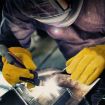 Cowhide High Temp Welding Gloves Insulated Foil Anti-Heat (L Yellow) - 3