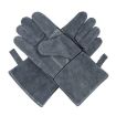Cowhide BBQ Gloves 14" Gray - Thickened Anti-hot Oven Welding Protection - 1