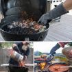 Cowhide BBQ Gloves 14" Gray - Thickened Anti-hot Oven Welding Protection - 6