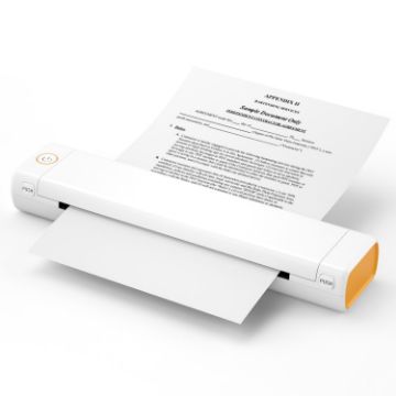 M08F Bluetooth Wireless Handheld Portable Thermal Printer - White/Orange - 1