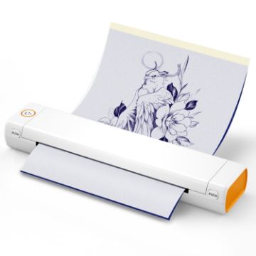 M08F Bluetooth Wireless Portable Thermal Printer - White Orange Tattoo - 1