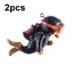 Fish Tank Diver Ornaments - 2pcs Aquarium Decorations (Regular Black) - 1