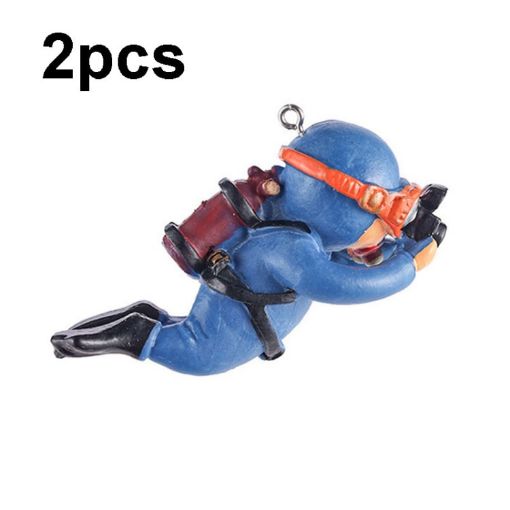 Fish Tank Diver Ornaments - 2pcs Aquarium Decorations (With Camera Blue) - 1