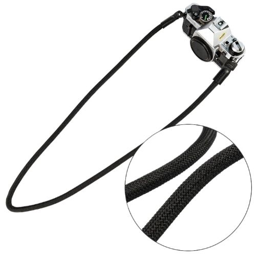 Black Climbing Rope Camera Strap - Retro Wearable SLR Shoulder Strap - 1