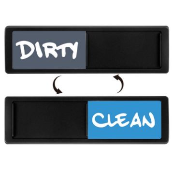 Double-Sided Dishwasher Magnet Clean Dirty Sign, Black-Blue Gray - 1