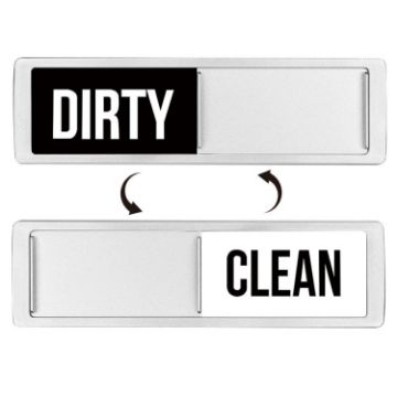 Double-Sided Dishwasher Magnet Clean Dirty Sign - Silver Black White - 1