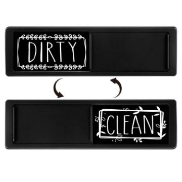 Double-Sided Dishwasher Magnet Clean Dirty Sign - Black Frame - 1