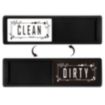 Clean Dirty Dishwasher Magnet Sign - Double-Sided Black Leaf Design - 1