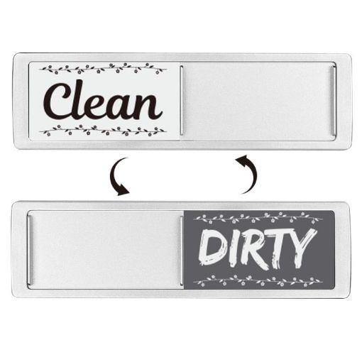 Clean Dirty Dishwasher Magnet Sign - Double-Sided Silver Lace Design - 1