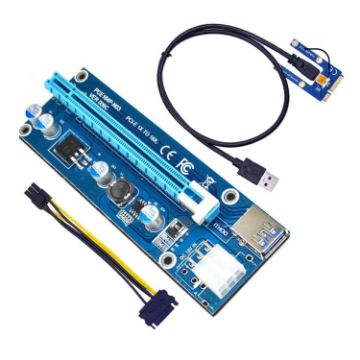 Mini PCI-E 1X to 16X Riser PCE164P-N03 VER006C, Blue Board 6pin - 1