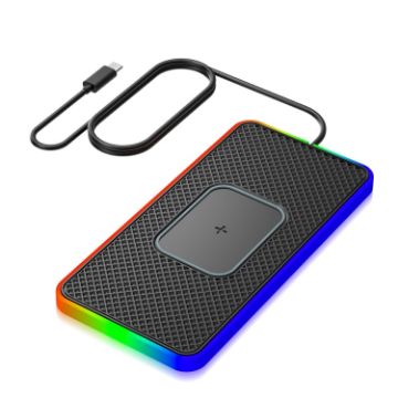 2 In 1 15W Wireless Car Charger with Non-slip Mat & Colorful Light - 1