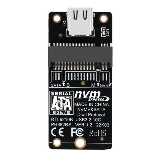 M.2 NVME Hard Disk Box RTL9210B Chip USB-C USB3.1 Gen2 10Gbps Black - 1