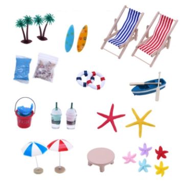 Mini Beach Set Ornament - Summer Ocean Scene Photo Decoration Props - 1