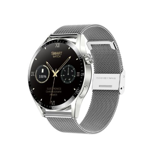 Silver Sports Health Monitoring Smart Watch with NFC - Waterproof Steel - 1