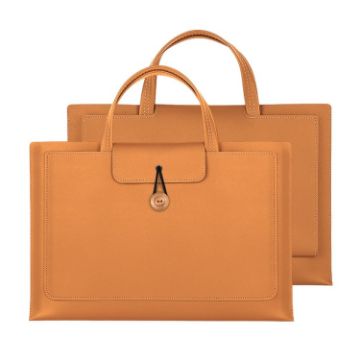 Khaki Waterproof PU Laptop Handbag - Elastic Button, 13.3/14 Inch - 1