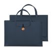 Navy Waterproof PU Laptop Handbag - 13.3/14 Inch Elastic Button - 1
