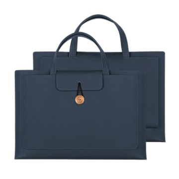 Navy 15.4/16" Elastic Button Waterproof PU Laptop Handbag - 1