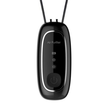 Portable Dual-Brush Negative Ion Air Purifier Necklace - Black Rope Model - 1