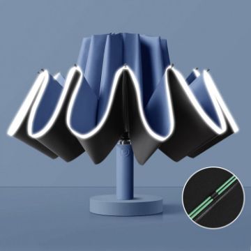 20 Bone Reverse Double Automatic Folding Umbrella Sunshade (Blue) - 1