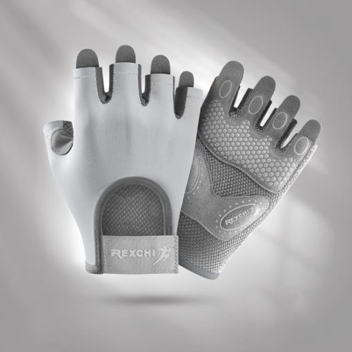 Yoga Sports Gloves - Non-slip Shock-absorbing Half-finger, Size M (Gray) - 1