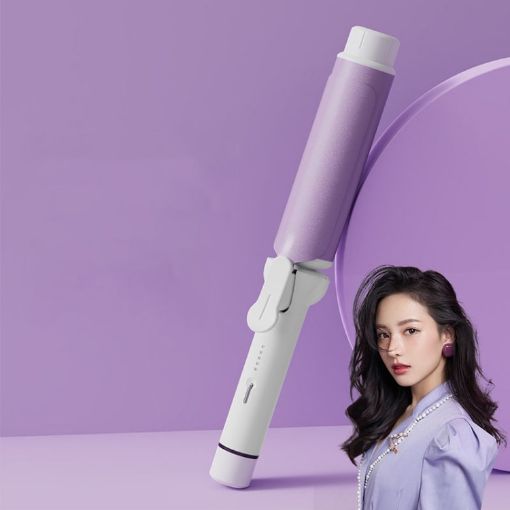 40mm Hair Curler Big Wave Ion Oil Coated Curling Iron, CN Plug, Purple - 1