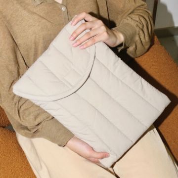 13" Gray White Cotton Embroidery Laptop Sleeve - Lightweight Protective Case - 1