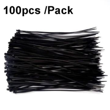 100pcs 8x400mm Self-Locking Nylon Cable Ties 7.6mm Wide Black - 1